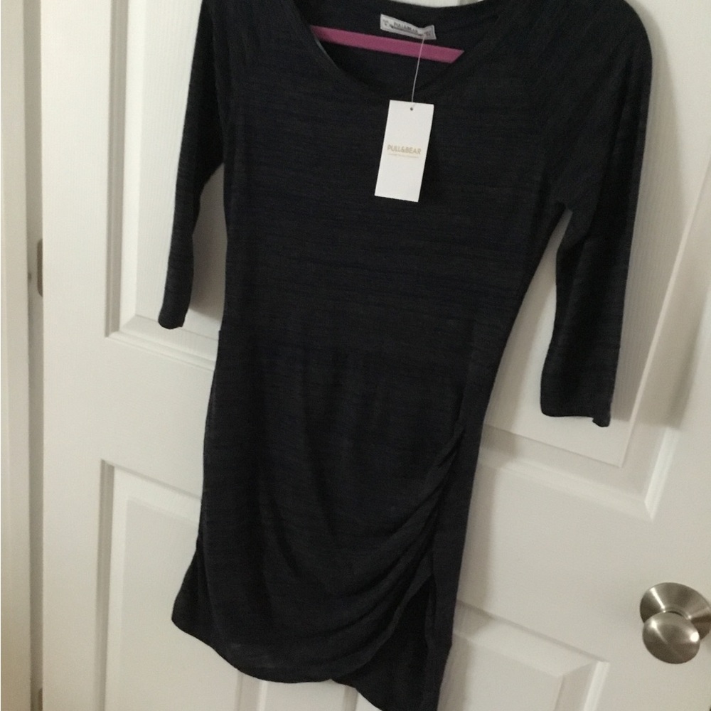 Pull&Bear Dark Gray Scoop-Neck Knit Dress